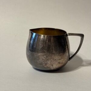 Empire Crafts Quadruple Plate Silver Creamer Vintage Gold Wash Interior Patina